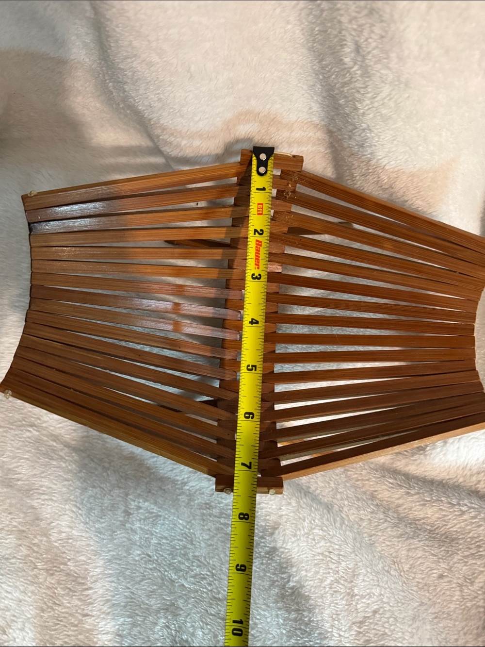 Vintage Mid-Century Slatted Wood Folding Fruit Basket - Picture 4 of 6